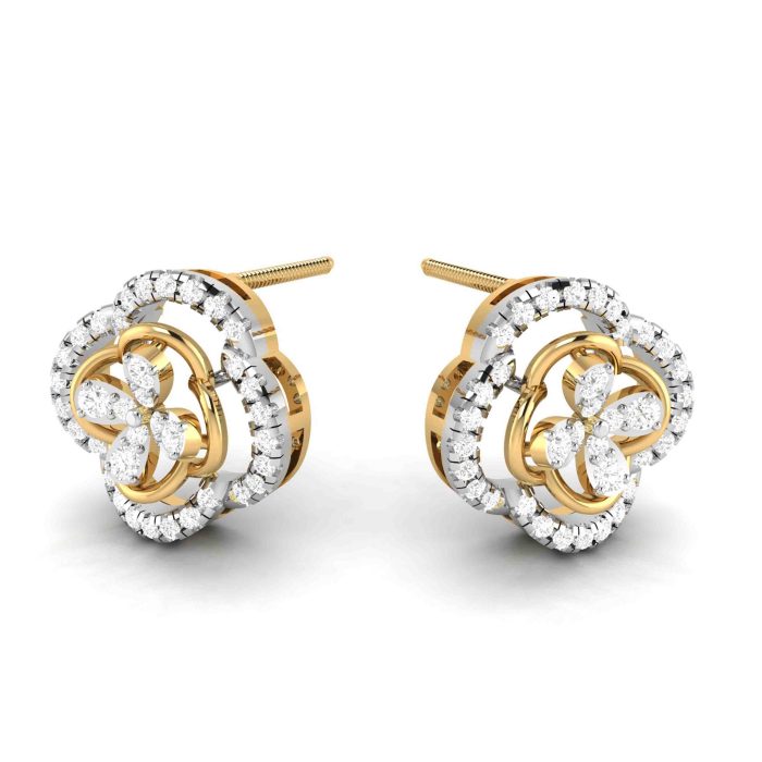 0.75 ct Natural Diamond Earrings 14k Yellow, Rose White Gold - Image 9