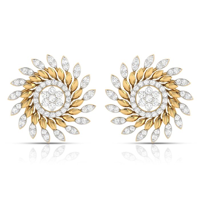 0.90 ct Natural Diamond Earrings 14k Yellow, Rose White Gold - Image 1