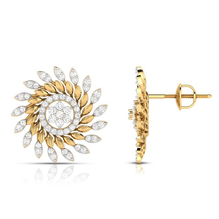 0.90 ct Natural Diamond Earrings 14k Yellow, Rose White Gold - Image 8