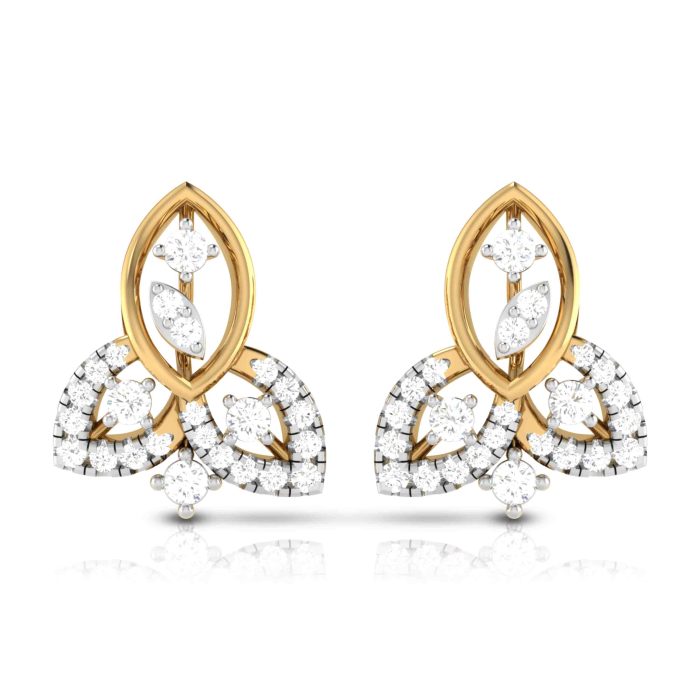 0.55 ct Natural Diamond Earrings 14k Yellow, Rose White Gold - Image 1