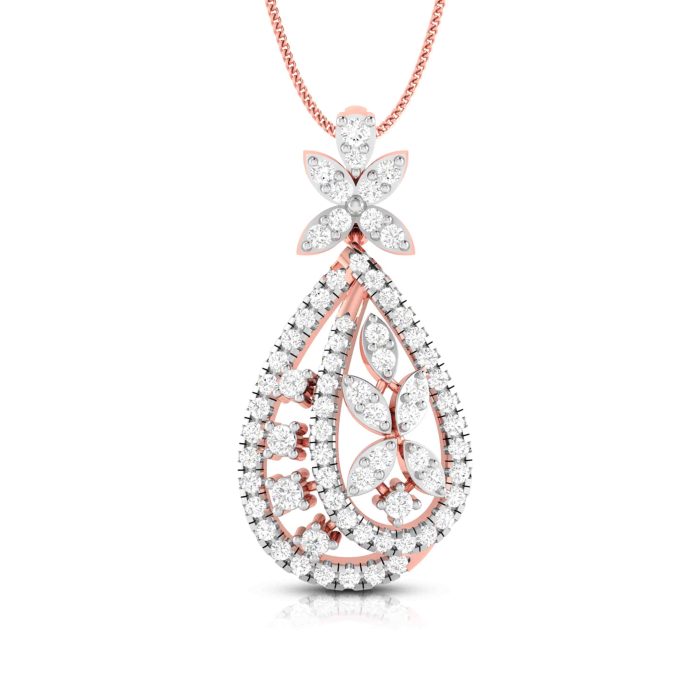 0.78 Ct Natural Diamond Pendants 14k Yellow Rose White Gold - Image 3
