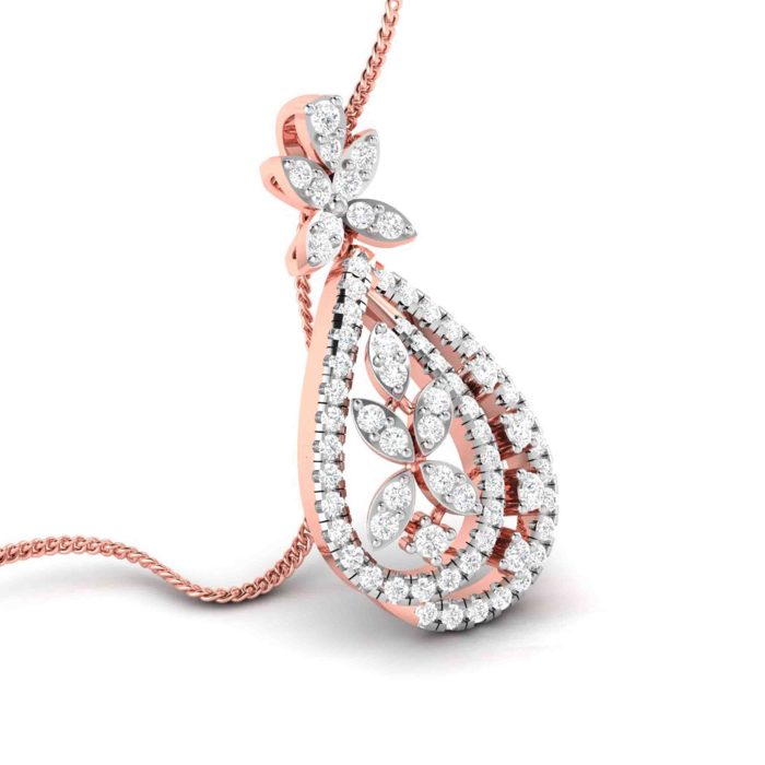 0.78 Ct Natural Diamond Pendants 14k Yellow Rose White Gold - Image 5