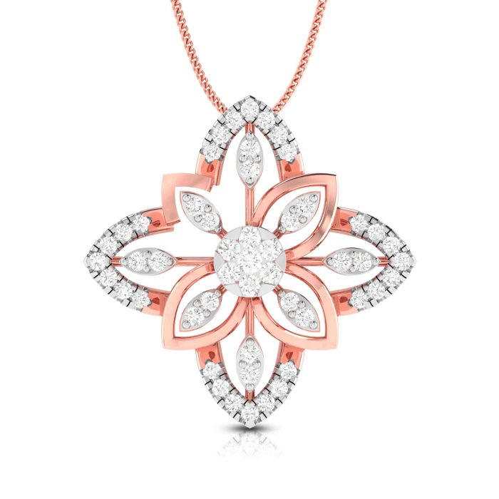 0.51 Ct Natural Diamond Pendants 14k Yellow Rose White Gold - Image 3
