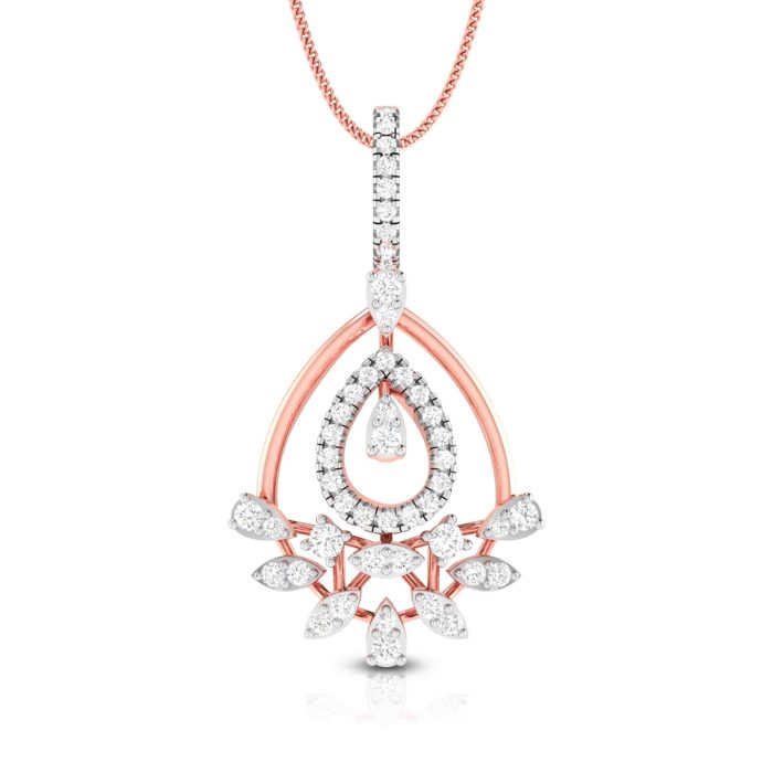 0.51 Ct Natural Diamond Pendants 14k Yellow Rose White Gold - Image 3