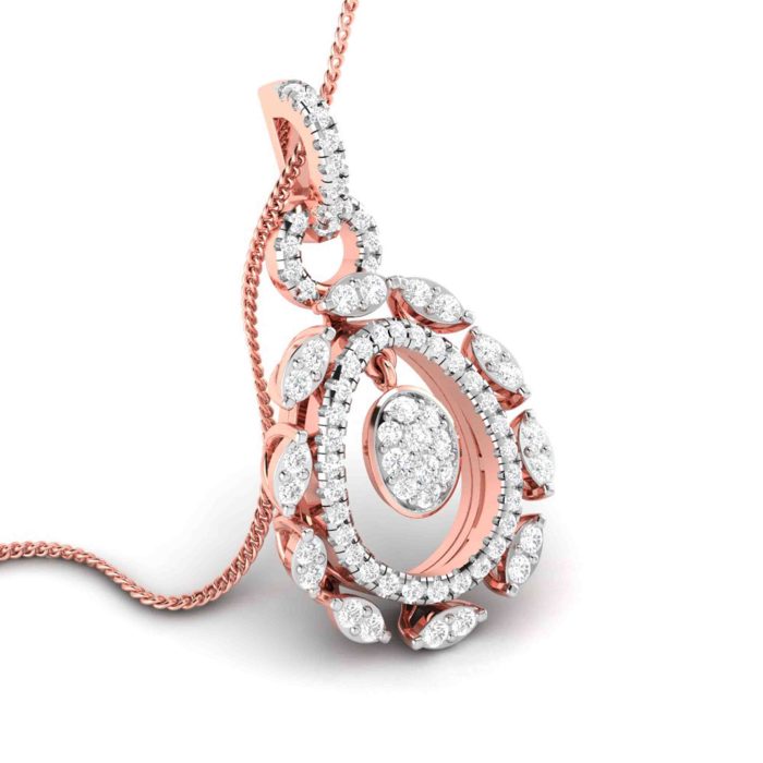 0.86 Ct Natural Diamond Pendants 14k Yellow Rose White Gold - Image 4