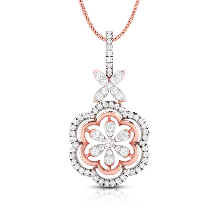 0.88 Ct Natural Diamond Pendants 14k Yellow Rose White Gold - Image 3