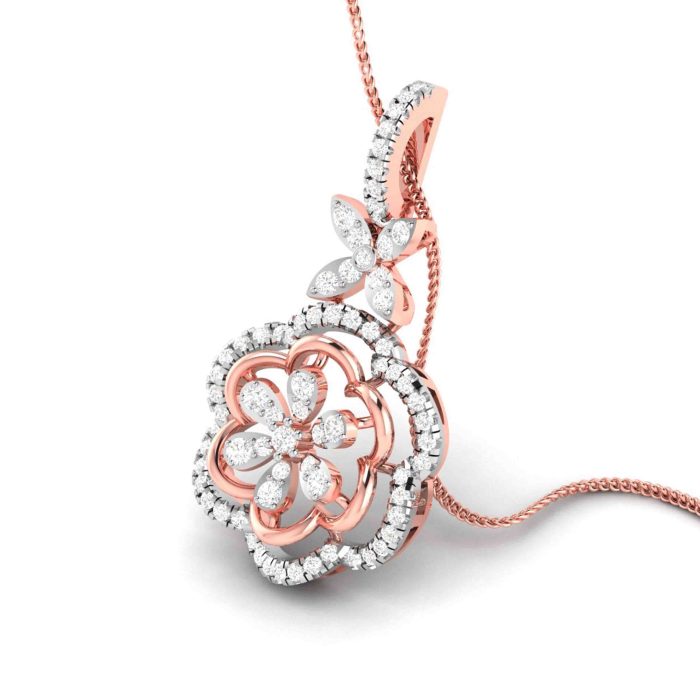 0.88 Ct Natural Diamond Pendants 14k Yellow Rose White Gold - Image 4
