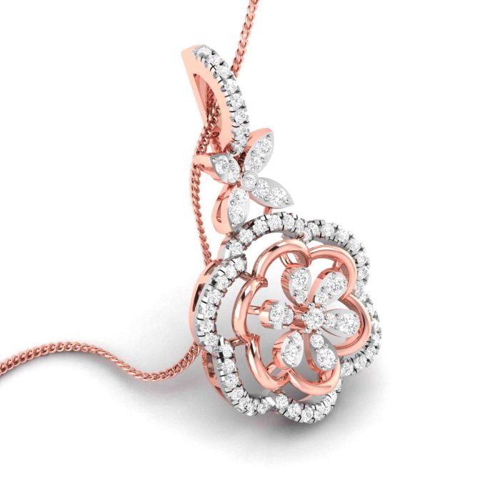0.88 Ct Natural Diamond Pendants 14k Yellow Rose White Gold - Image 5