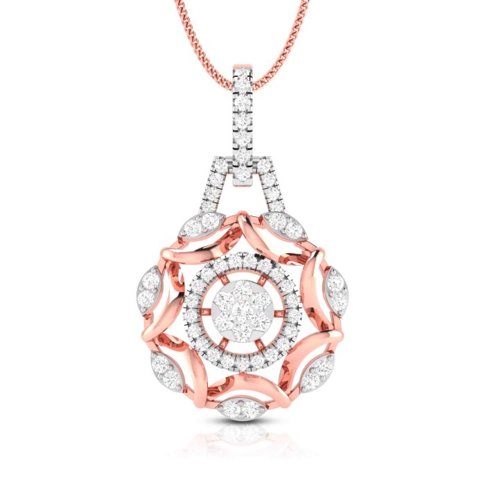 0.80 Ct Natural Diamond Pendants 14k Yellow Rose White Gold - Image 3