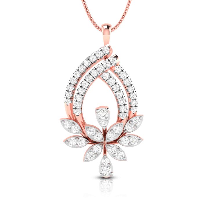 0.66 Ct Natural Diamond Pendants 14k Yellow Rose White Gold - Image 3