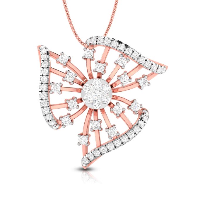0.86 Ct Natural Diamond Pendants 14k Yellow Rose White Gold - Image 3
