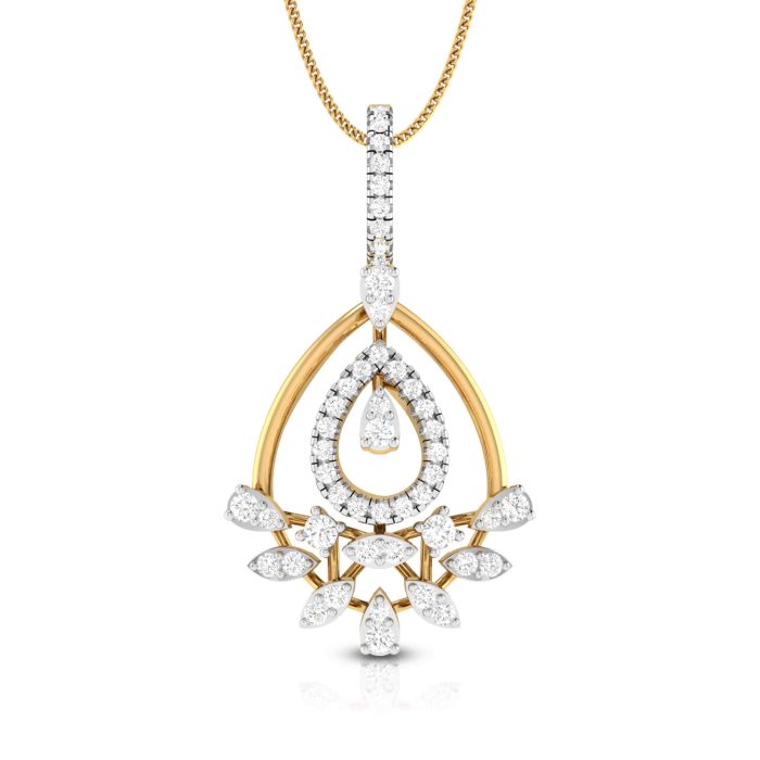 0.51 Ct Natural Diamond Pendants 14k Yellow Rose White Gold - Image 1