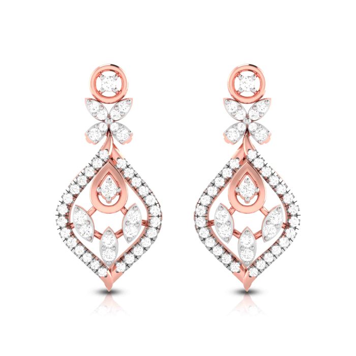 1.12 ct Natural Diamond Earrings 14k Yellow, Rose White Gold - Image 2