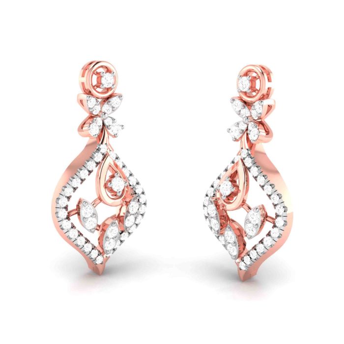 1.12 ct Natural Diamond Earrings 14k Yellow, Rose White Gold - Image 3