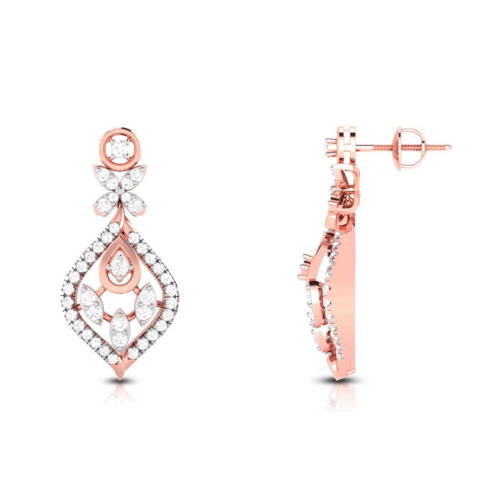 1.12 ct Natural Diamond Earrings 14k Yellow, Rose White Gold - Image 4