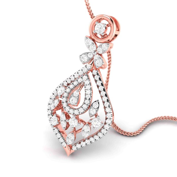 1.00 Ct Natural Diamond Pendants 14k Yellow Rose White Gold - Image 4