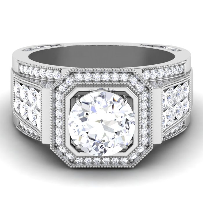 3.30 ct Natural Diamond Solitaire Engagement Wedding Rings14k Gold - Image 2